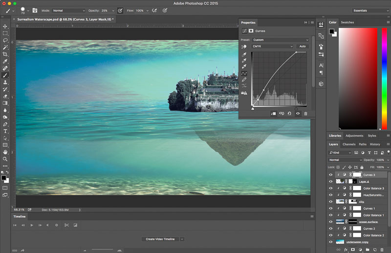 Photoshop Tutorial Create Fantasy Seascape Stock Photo Composites