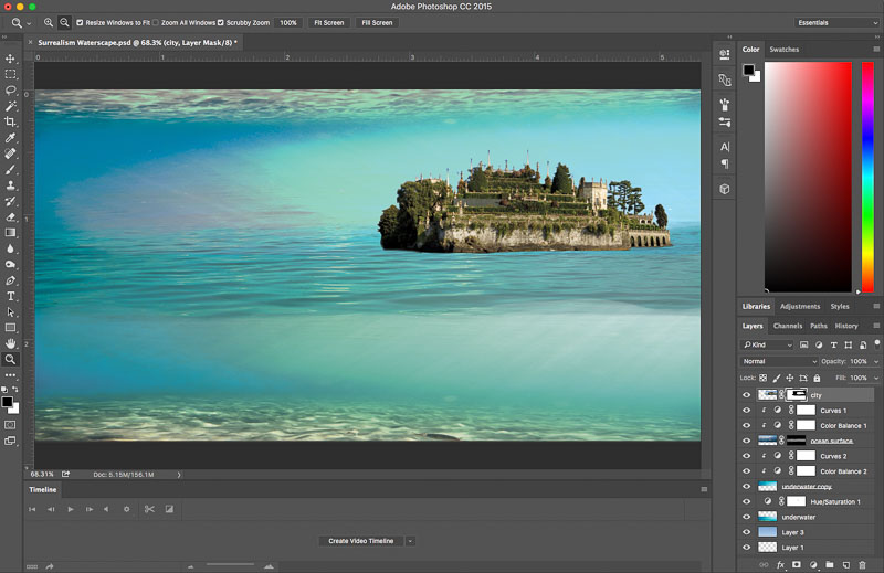 Photoshop Tutorial Create Fantasy Seascape Stock Photo Composites
