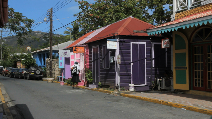 Tortola Road Town and Purple House Stock Photo Tortola Road Town and Purple House Stock Photo