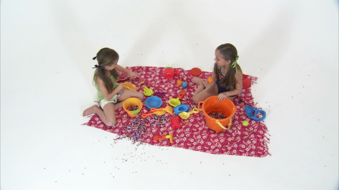 8 Year Old Girls on a Pretend Beach 2 Stock Photo 8 Year Old Girls on a Pretend Beach 2 Stock Photo