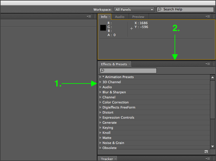 After Effects - Adjusting Panels