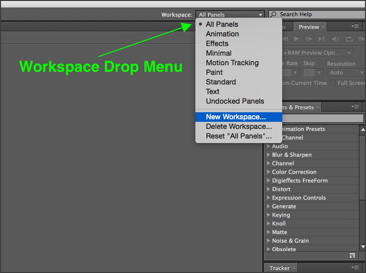 After Effects - Workspaces