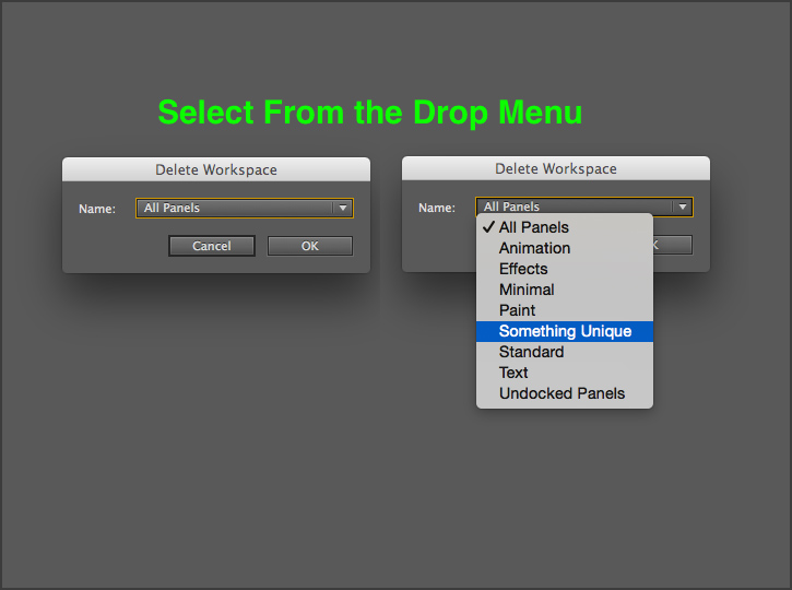 After Effects - Delete Workspace